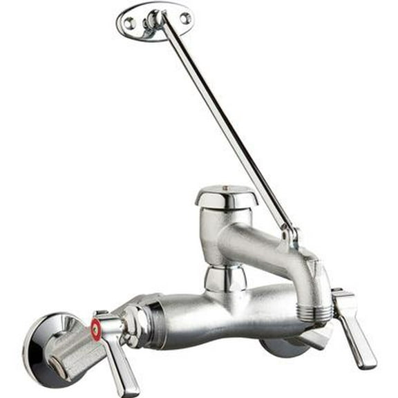 Chicago Faucets 445 Series Wall-Mounted Manual Faucet with Adjustable Centers in Rough Chrome - 445-VBRRCF