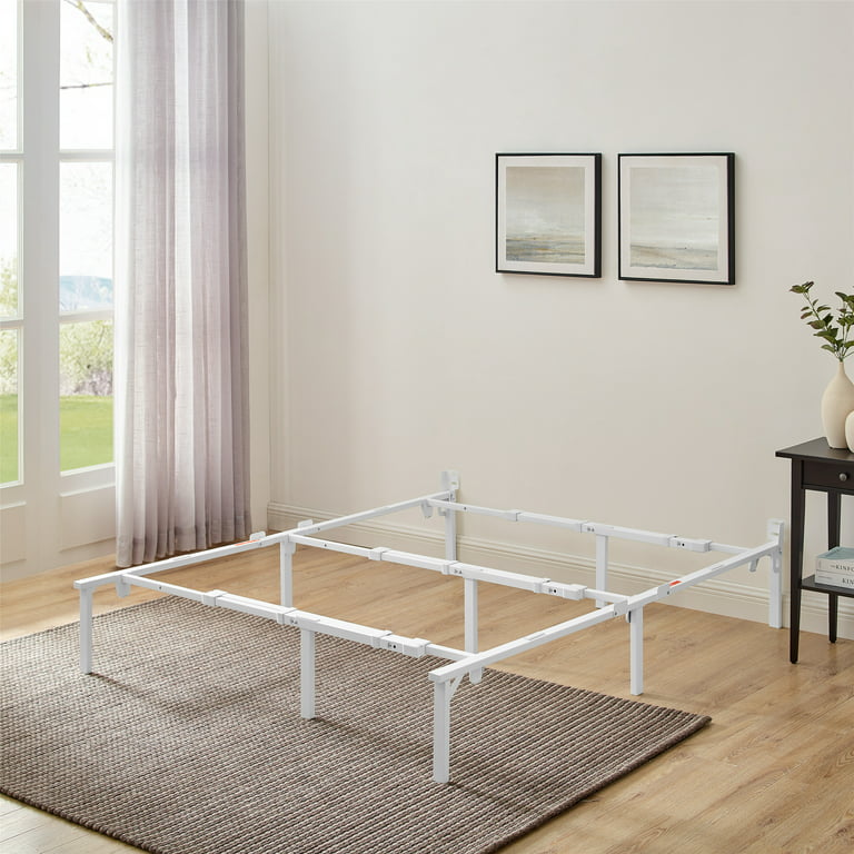 12 Adjustable Metal Platform Bed Frame, King Size Bed Rails With Wheels