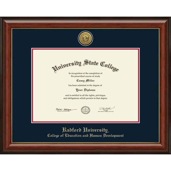Radford University College of Education and Human Development Diploma Frame, Document Size 16" x 11"