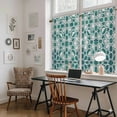 thumbnail image 5 of Teal Green Kitchen Curtains 45 Inch Length, Vintage Abstract Geometric Texture Tiers Curtains for Bathroom Bedroom Cafe, Light Filtering Small Window Treatment Short Tiered Drapes 2 Panels 42"Wx45"L, 5 of 8