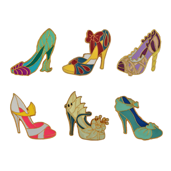 Disney Pins 6 Princess Shoes High Heels Themed Pin Set ark Trading Pins Brand New