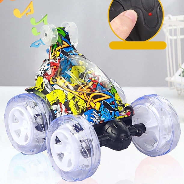2.4G RC Stunt Car Toy de alta con música ligera Roll Over Off Road Vehicle Universal Wheel 4WD Racing Car Radio Control Crawler Climbing Car Pintada Baoblaze coche de acrobacias rc