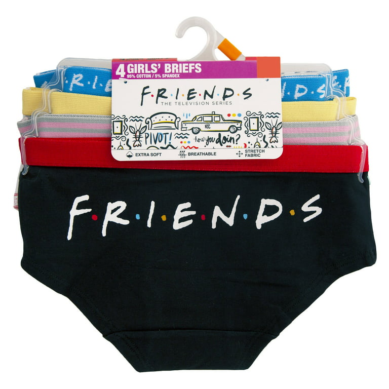 Friends Girls Stretch Hipster Briefs Underwear, 4-Pack Sizes 6-10
