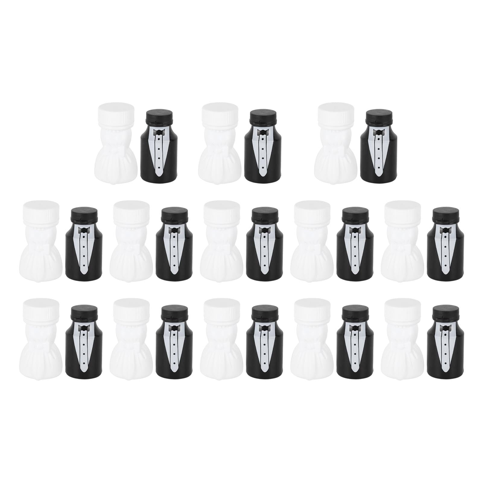 26 Pcs Bouteilles à Bulles de Mariage en Forme de Mariée et de Marié Mini Bouteille à Bulles pour Fête d'Anniversaire Fiançailles Célébration Nuptiale Noir et Blanc
