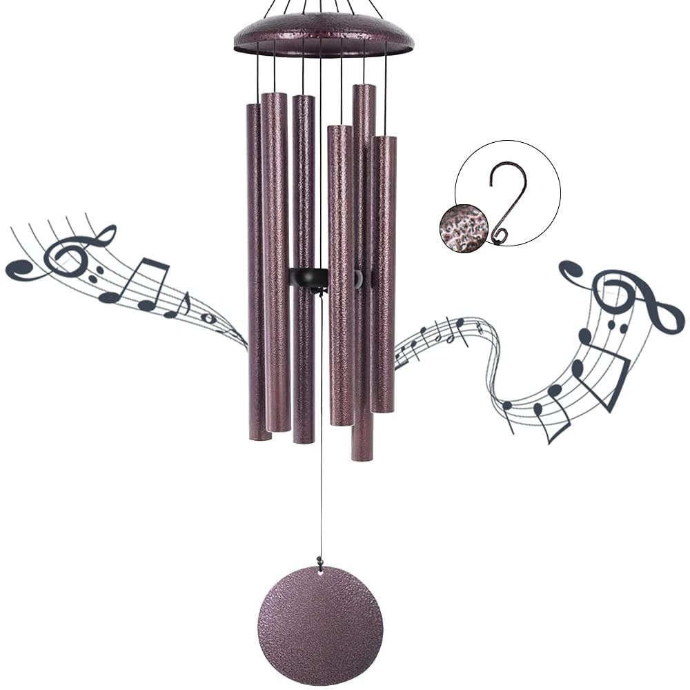 Wind Chimes Deep Tone  36 Inch Large Metal Windchimes Outdoor With 6 Tubes Deliver Soft Melody Tuned For Garden Balcony Patio And Home Decor. Bronze