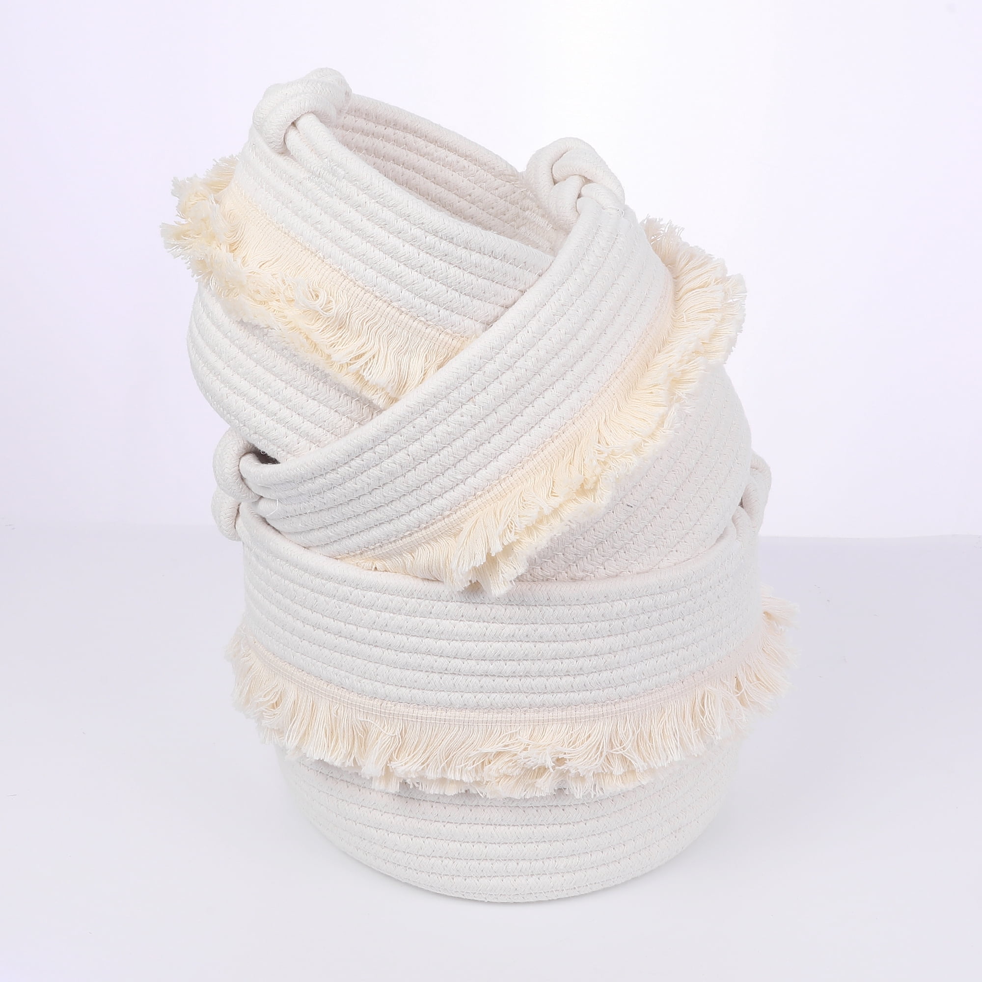Unique Bargains 3 Pack Storage Basket Shelf Storage Bin Organizer Bin for Home White