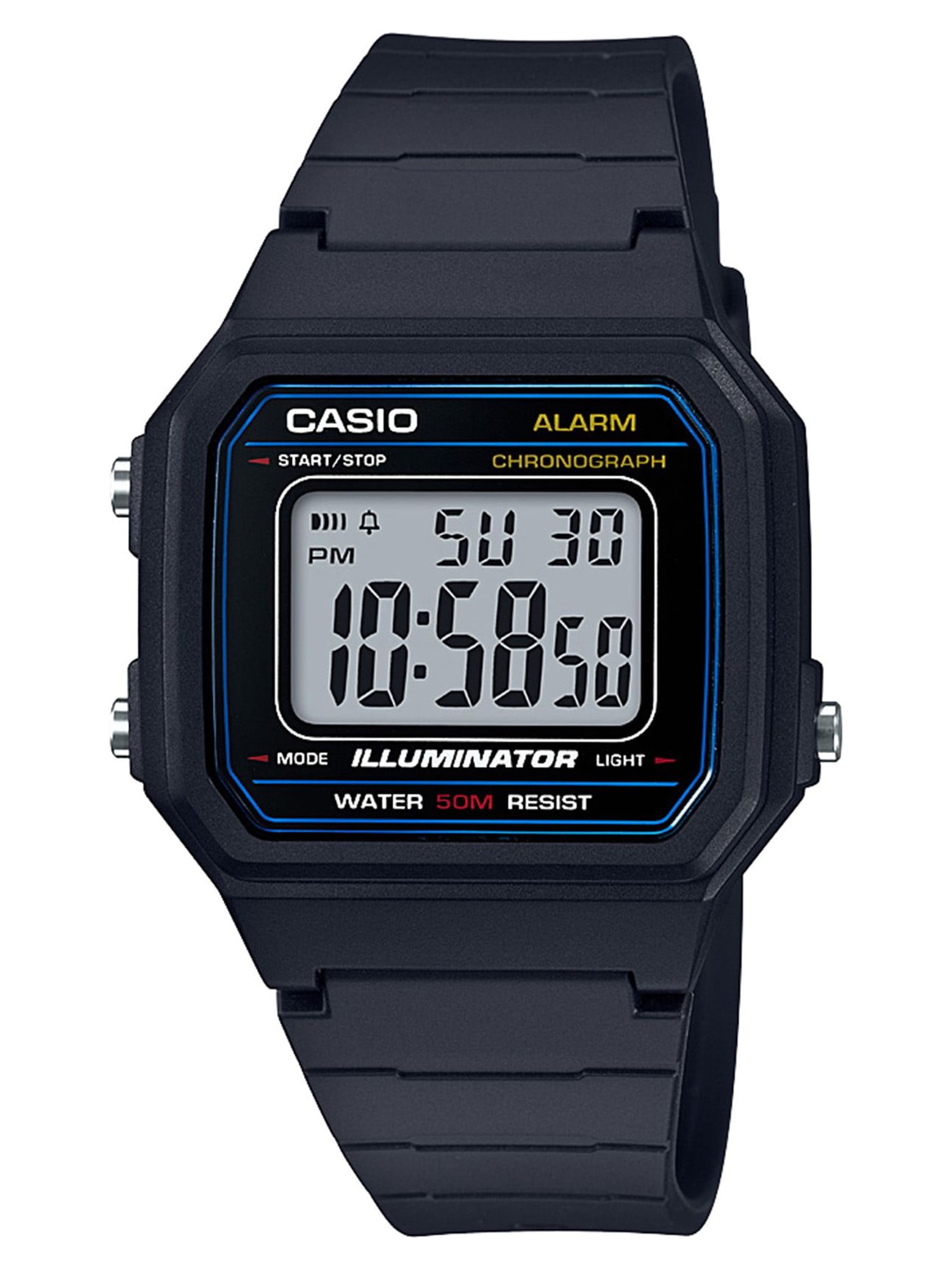 Casio Men's 'Classic' Quartz Resin Casual Watch Black W-217H-1AV