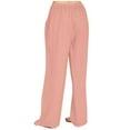 thumbnail image 3 of Olyvenn Womens Cotton Linen Pants Wide Leg with Pockets Drawstring Casual Pants Resort Wear Beach Vacation Outfits for Women 2025 Pink M, 3 of 6