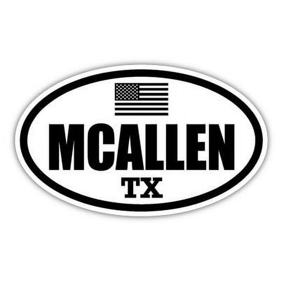 McAllen TX Texas Hidalgo County Stealthy Subdued Old Glory US Flag Oval Euro Decal Bumper Sticker 3M Vinyl 3" x 5"