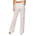 thumbnail image 3 of Cali1850 Women's Casual Linen Pants 32" Inseam Oceanside Drawstring Smocked Waist Lounge Beach Pants with Pockets, 3 of 5