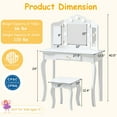 thumbnail image 7 of Kids Vanity, Little Girls Vanity Set with Stool and Light, 2 in 1 Wooden Kids Vanity Table and Chair Set, Princess Makeup Table with Drawer for Girls, 7 of 7