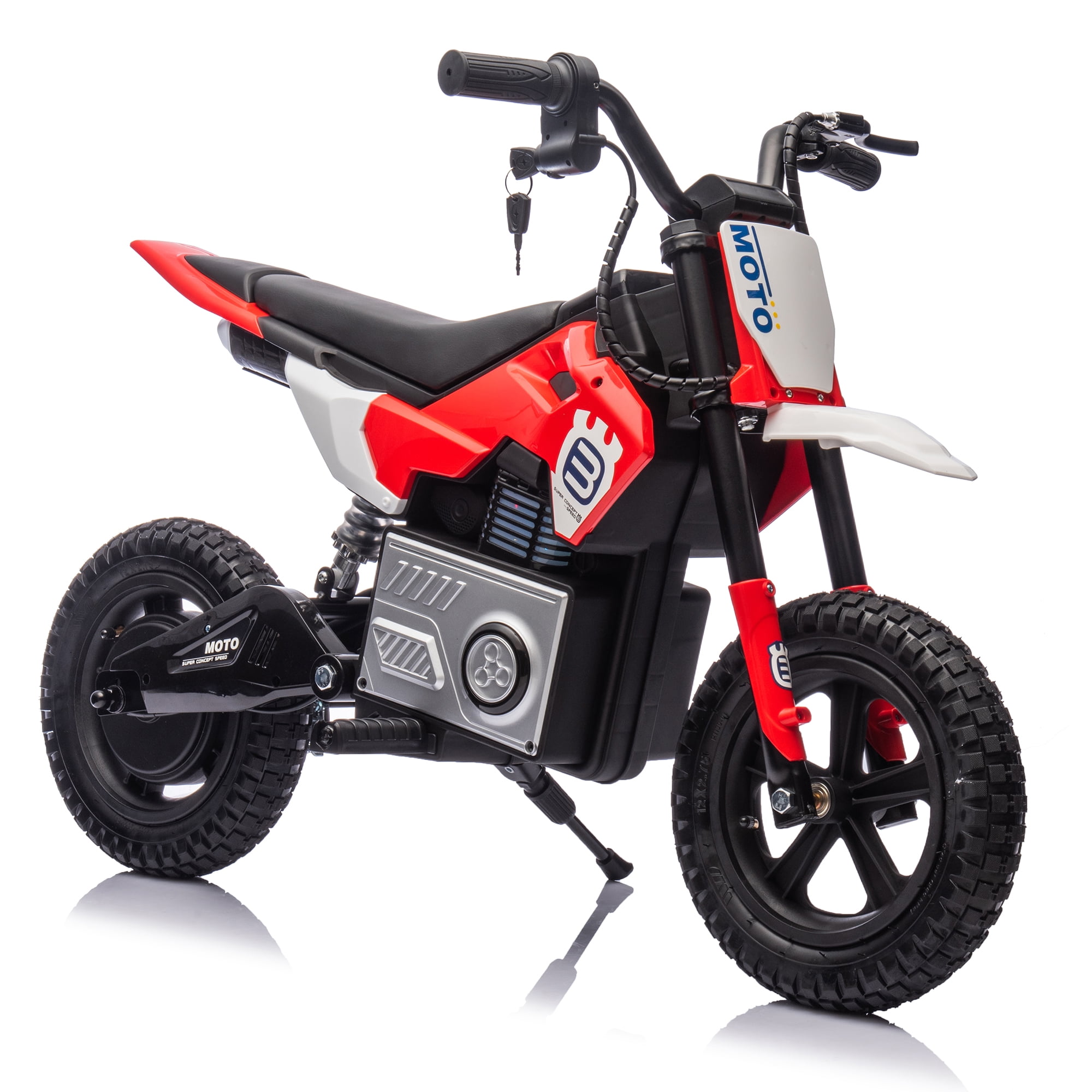 ThunderBolt 24V Electric Dirt Bike Ride-On Motorcycle for Kids 5-15, 200W Motor, 3-9MPH Adjustable Speed, LED Lights, Shock Absorber,