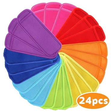 Popsicle Bags Freezer Pop Holders 8 Color Reusable Ice Pop Sleeves for Kids Anti freezing Ice Pop Holders 24 Pack