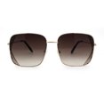 thumbnail image 1 of Womens Large Rectangular Metal Rim Designer Sunglasses Gold Black Brown Smoke, 1 of 4