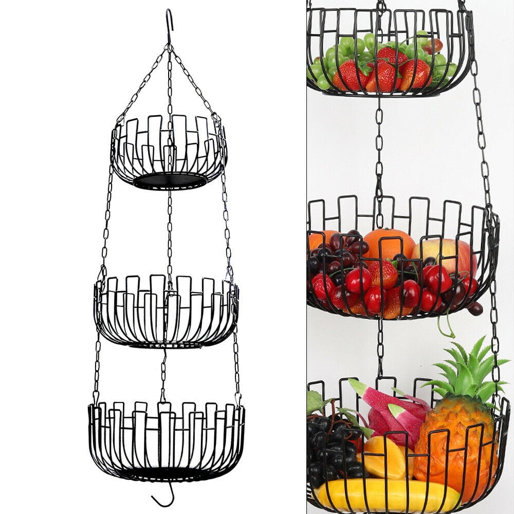 TFCFL 3 Tier Fruit Basket Kitchen Vegetable Storage Rack Hanging Fruit