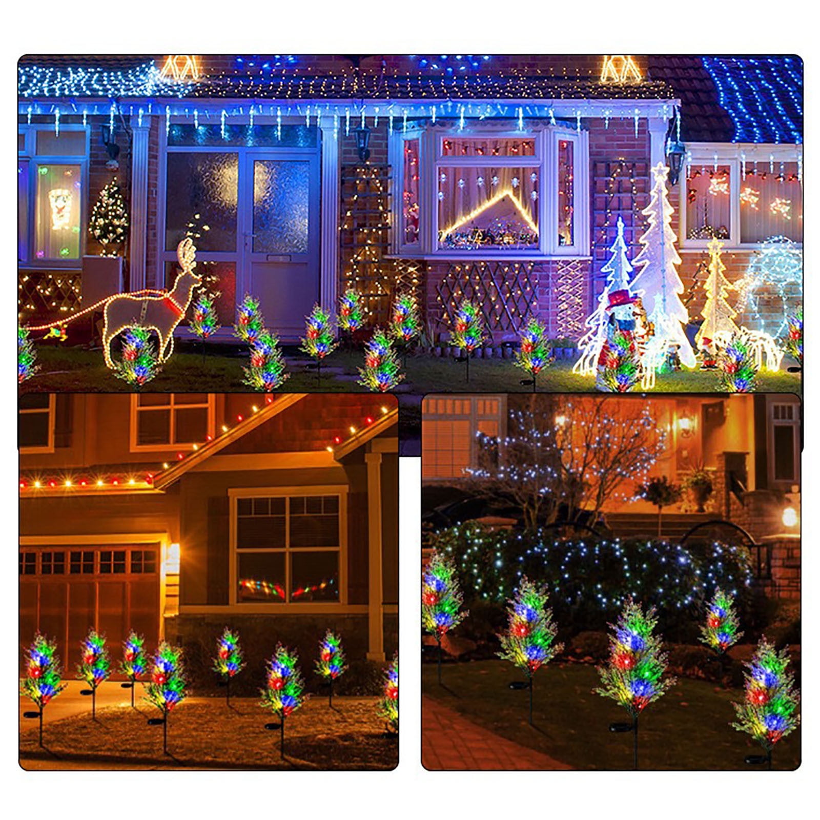 Cadorn Solar-Powered Pine Tree Stake Lights – Outdoor Waterproof Garden Lawn Lights for Christmas & Holiday Decorations