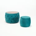 thumbnail image 5 of Homy Casa 2-Piece Round Storage Ottoman Set with Tray Top, Upholstered Coffee Table & Stool, 5 of 7