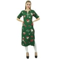 thumbnail image 1 of Bimba Women's Floral Printed Green Kurta Classic Chic Designer Tunic Casual-22, 1 of 9