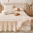 thumbnail image 3 of Lace Ruffle Edge Printed Bed Skirt Flower Pattern Quilted Thickened Bed Cover Three Piece Non Slip Dustproof Bedding Set, 3 of 6