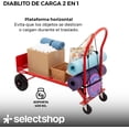 thumbnail image 2 of Diablito de Carga Tipo Plataforma 2 Posiciones Capacidad de Carga de 250 a 400 KG Ruedas Neumáticas de Caucho y Polipropileno Estructura de Acero Carrito Multiusos y Portátil (Rojo), 2 of 5