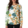 thumbnail image 5 of Scrub Jackets for Woman Long Sleeve Snap Front Plus Size Scrub Jackets Cute Hawaiian Tropic Women's Medical Scrub Jackets Easy Care Soft Nurse Working Uniform Army Green 5XL, 5 of 6