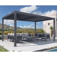 thumbnail image 2 of PURPLE LEAF 10'×14' Outdoor Louvered Pergola with Adjustable Hardtop Roof Patio Pergola Deck Garden Yard, Grey, 2 of 10