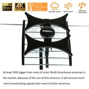 Five Star Black Multi-Directional HDTV Antenna - 150 mile Range, UHF/VHF, 4K Ready