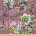 thumbnail image 2 of Ambesonne Orchid Fabric by the Yard Microfiber, Feminine Floral Motif, 2 Yards, Pale Fuchsia and Multicolor, 2 of 2