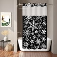 thumbnail image 2 of No Hook Shower Curtain, Snowflake Black Shower Curtains for Bathroom with See Through Top Window, Christmas Winter Snowfall Xmas Holiday Waterproof & Washable Bath Curtain Stand Up Stall 36"x72", 2 of 9