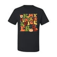 thumbnail image 2 of Wild Bobby In My Pumpkin Spice Era Groovy Letters Smiley Faces Thunderbolts Leaves Halloween Men Tee, Black, Small, 2 of 6