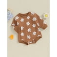 thumbnail image 3 of Suealasg Infant Baby Girls Romper Newborn Girls Long Sleeve Flower Print One Piece Jumpsuit Cute Fall Bodysuit 0-18M, 3 of 8