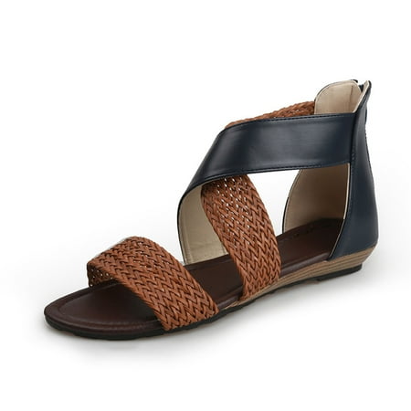 

Sunvit Womens Platform Sandals Wedges Open Toe Casual Summer Slide Sandals #520 Dark Blue