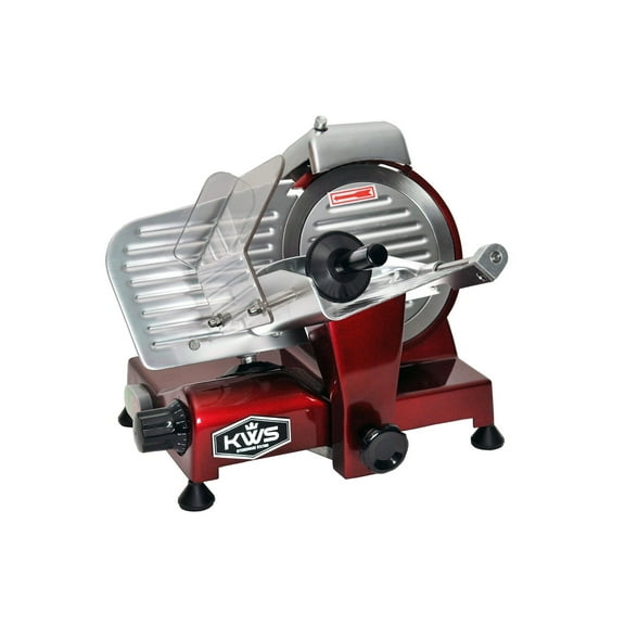KWS Premium 200w Electric Meat Slicer 6"(Red) Stainless Blade, Frozen Meat/ Cheese/ Food Slicer Low Noises