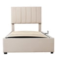 thumbnail image 3 of Newest Twin Size Upholstered Platform Bed with a Hydraulic Storage System, Beige, 3 of 9