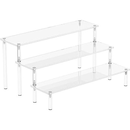 Acrylic Display Risers, 3 Tier Perfume Organizer Stand, Clear Cupcake Stand Holder, Large Shelf Risers for Figures, Dessert Shelves for Party, Display Shelf for Decoration and Organizer