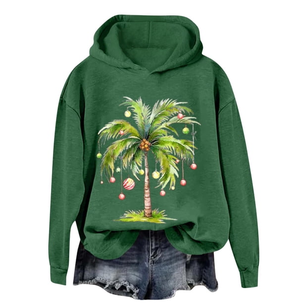 WILLBEST Sudadera Oversize para Mujer con Estampado Navideño, Sudadera con Capucha, Tops con Capucha, Estampados Bonitos, Ligera, Estilo Pullover Mediana
