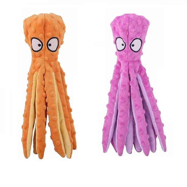 2pcs Octopus Perro Interactivo Juguete Chirriando Pelaje