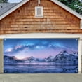 thumbnail image 4 of 8X6 ft Winter Aurora Borealis Night Sky Garage Door Background Arctic Snow Capped Mountains Lake Scenery Nature Landscape Backdrop Wallpaper Birthday Decor Party Indoor Outdoor Decor Banner Cover, 4 of 5