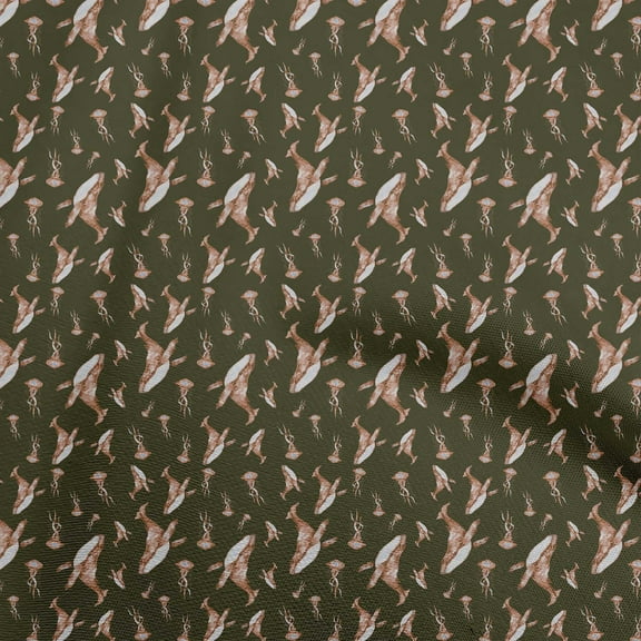 oneOone Polyester Spandex Chocolate Brown Fabric Sea Sewing Material Print Fabric By The Yard 56 Inch Wide