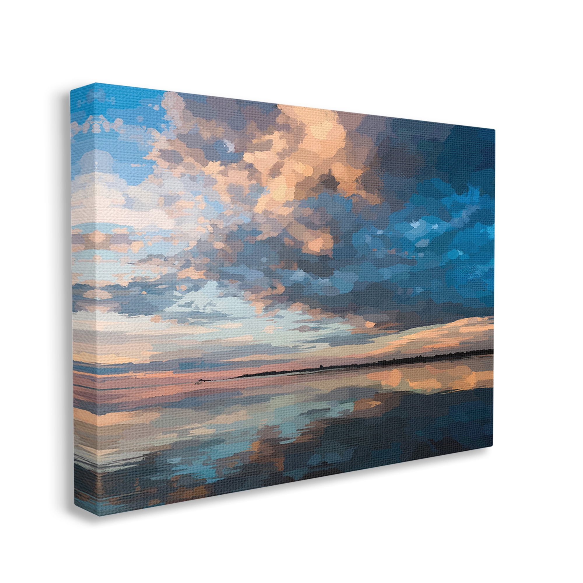 Stupell Industries Clouds & Sunset Reflection Landscape Painting Gallery Wrapped Canvas Art Print Wall Art, 48 x 36