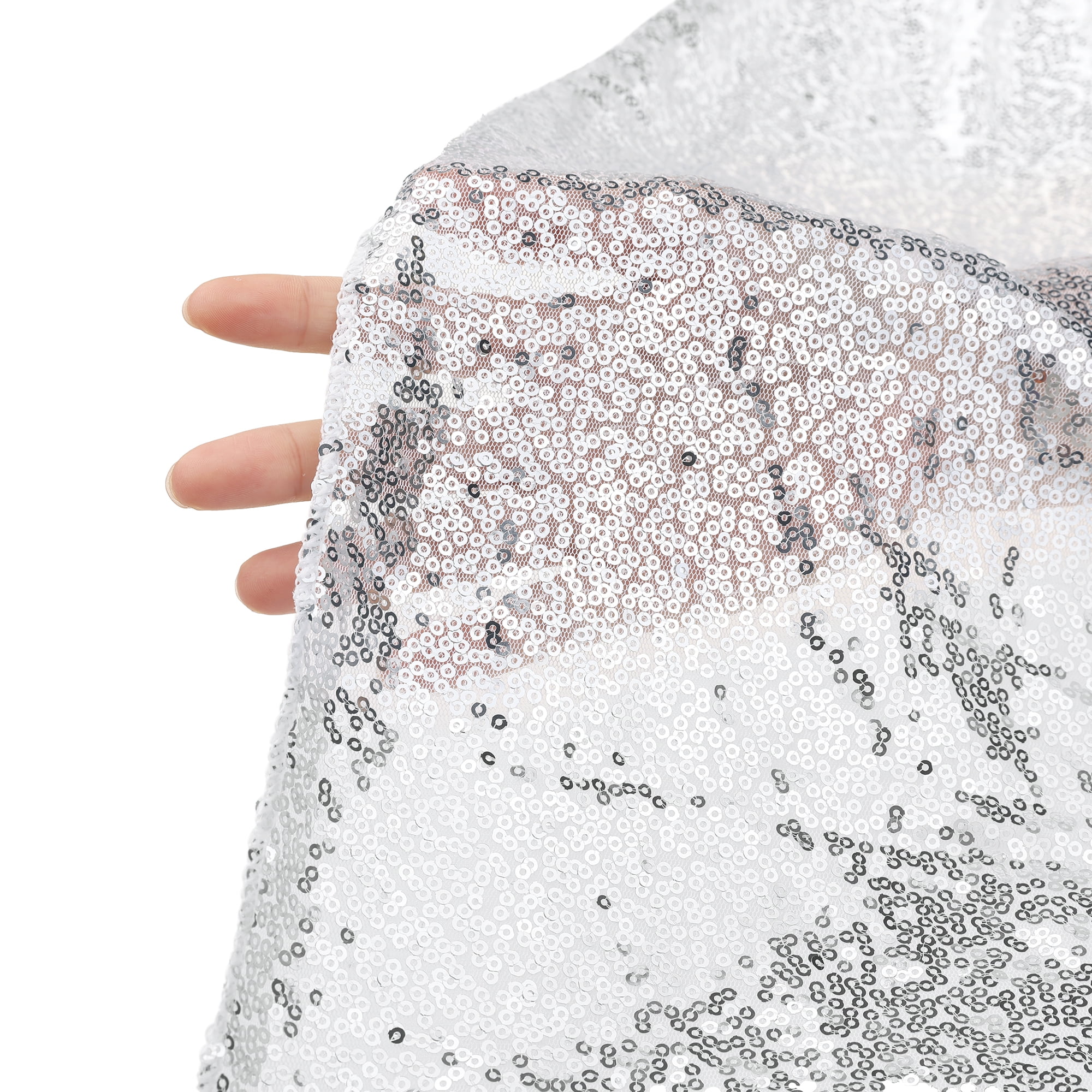Unique Bargains Sequin Table Covers for Dining Room Parties or Dances Tablecloths Silver 47"x71"