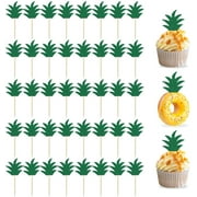 Naler 48Pcs Pineapple Cake Toppers, Cute Donut Cupcake Picks for Hawaiian Luau Beach Party Decor