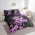 thumbnail image 2 of Homewish Spooky Grunge Skull 7-Piece King Bedding,Spider Web Purple Floral King Bed in a Bag,Halloween Bed Set,Black Reversible, 2 of 8