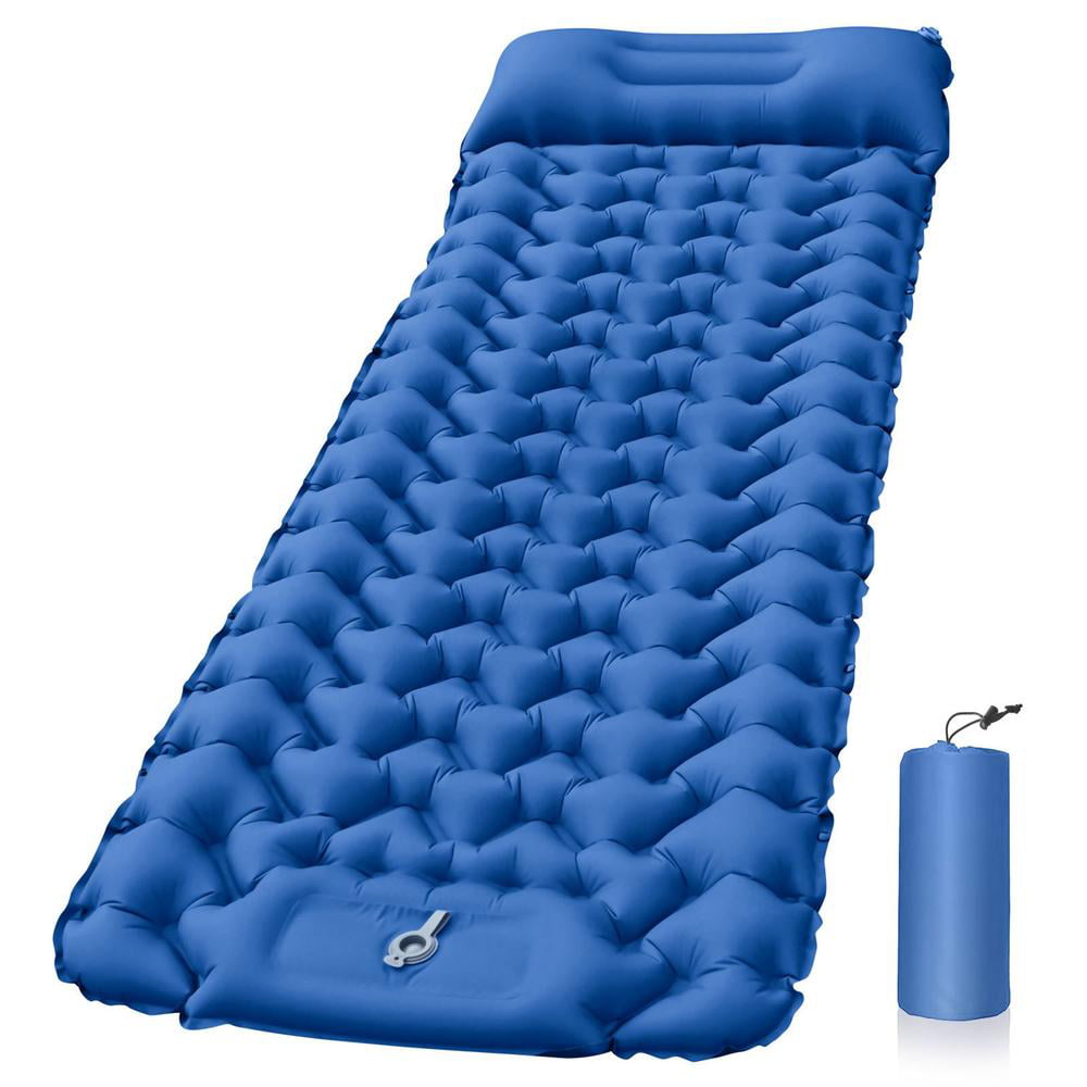 Inflatable Outdoor Single Sleeping Mat With Pillow Ultralight for Camping Hiking 