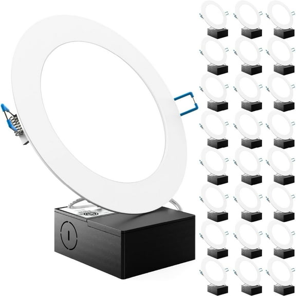 Sunco 24 Pack Recessed Lighting 6 Inch LED, Canless Ceiling Lights Slim with Junction Box, 850 LM, 14W (100W Equivalent), 2700K Soft White, Dimmable, Wafer Thin, 50000 Lifetime Hours ETL