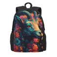 thumbnail image 2 of Zufioo Colorful Flower Goat Pattern Adult Backpack,Wear-resistant and Breathable Multi-pocket Backpack, Suitable for Travel, Business and Outdoor Activities, 2 of 9