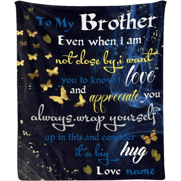 Custom Blanket with Name Text Personalized to My Brother Soft Fleece Throw Blanket for Gifts (50 X 60 inches)
