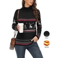 thumbnail image 4 of Asklazy Women's Turtleneck Sweater Long Sleeve Cozy Warm Casual Lightweight Soft Pullover Jumper Tops,US Size,Christmas Elk Black,M, 4 of 9