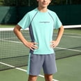 thumbnail image 5 of ITSAME Boys Girls Athletic Outfits 2-Piece Short Sleeve Top and Shorts Set Kids Quick-Dry Sportswear Mint Green Size 5T, 5 of 7