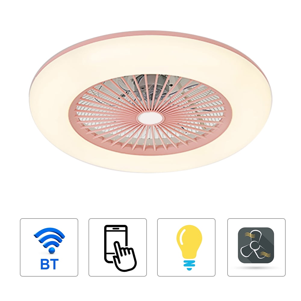 Ceiling Fan Ceiling Light Dimmable Remote Control Color Change 40W Weiß ABS 